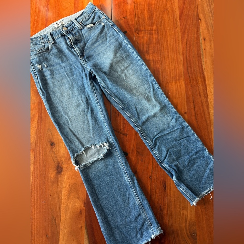 PAIGE Women's Light Blue Distressed Colette Crop Flare Jeans